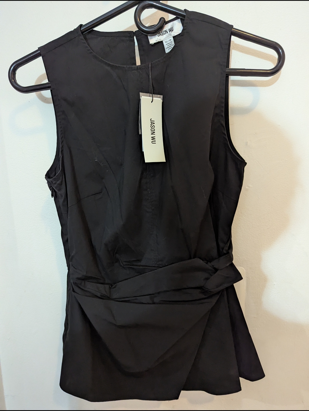 Jason Wu Black Sleeveless Knot Detail Top XS
